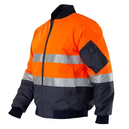 wholesale hi-viz 300D oxford bomber jacket without hood view 2