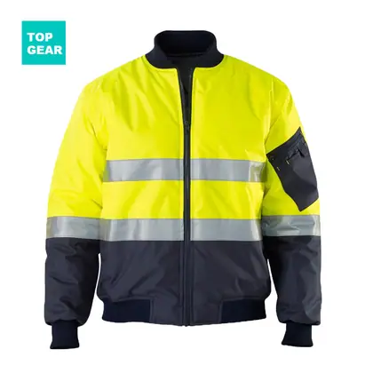 wholesale hi-viz 300D oxford bomber jacket without hood view 4