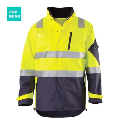 wholesale hi-viz 300D oxford waterproof jacket with hood view 4