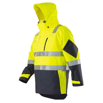 wholesale hi-viz 300D oxford waterproof jacket with hood view 2