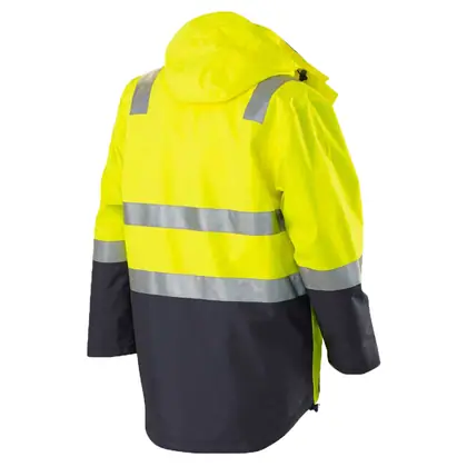 wholesale hi-viz 300D oxford waterproof jacket with hood view 3