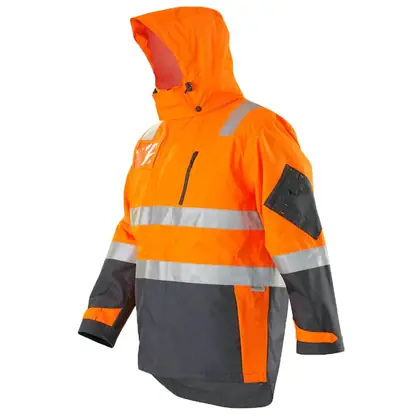 wholesale hi-viz 300D oxford waterproof jacket with hood view 5