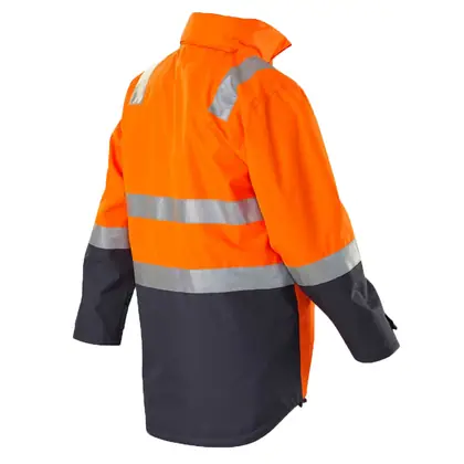 wholesale hi-viz 300D oxford waterproof jacket with hood view 6