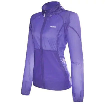 Women's purple lightweight quick dry UV protection jacket view 2