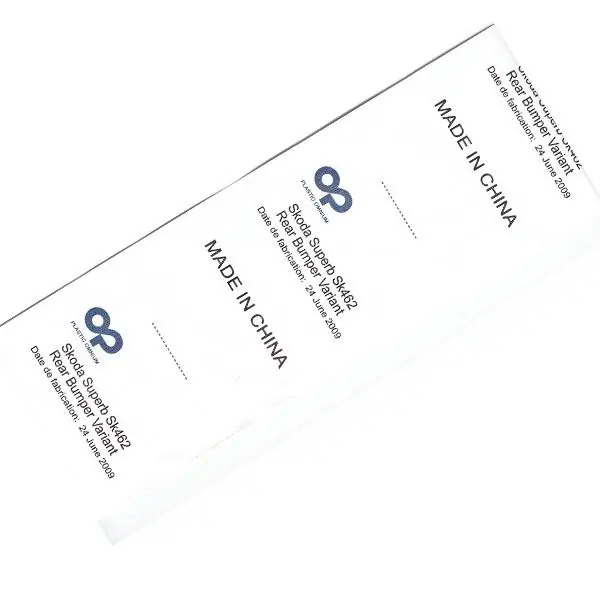 Printed Label 003 — Printed Label supplied by Topono