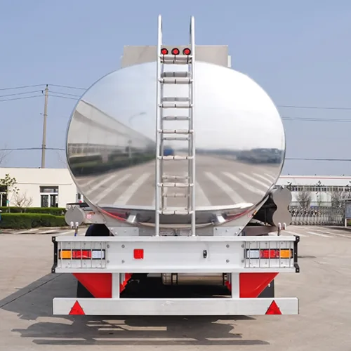 3 Axles Stainless Steel Diesel Oil Transport Semi Trailer Oil Tanker - rear view