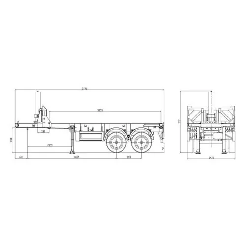 Durable 20FT Straight Skeleton Chassis For Sale - rear view