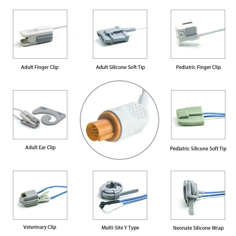 SpO2 Sensor 10 Pin for Hellige K0126 Series 3.2M with 10 pin male connector manufactured by Trumor Ltd