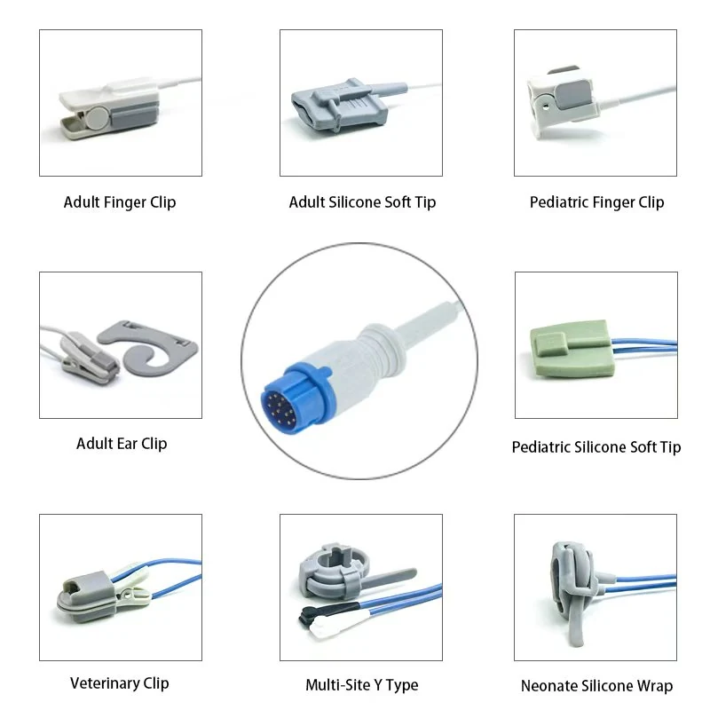 SpO2 Sensor 12 Pin for GMI Newtech K1322 Series 3.2M with 12 pin male connector manufactured by Trumor Ltd
