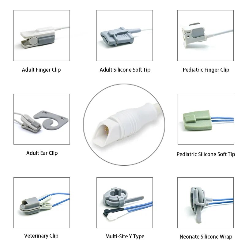 SpO2 Sensor 6 Pin for Novametrix K0204 Series 0.9M with 6 pin male connector manufactured by Trumor Ltd