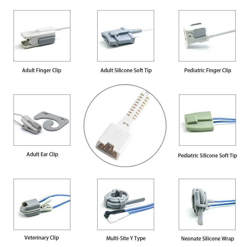 SpO2 Sensor 6 Pin for Novametrix K1101 Series 0.9M with 6 pin male connector manufactured by Trumor Ltd