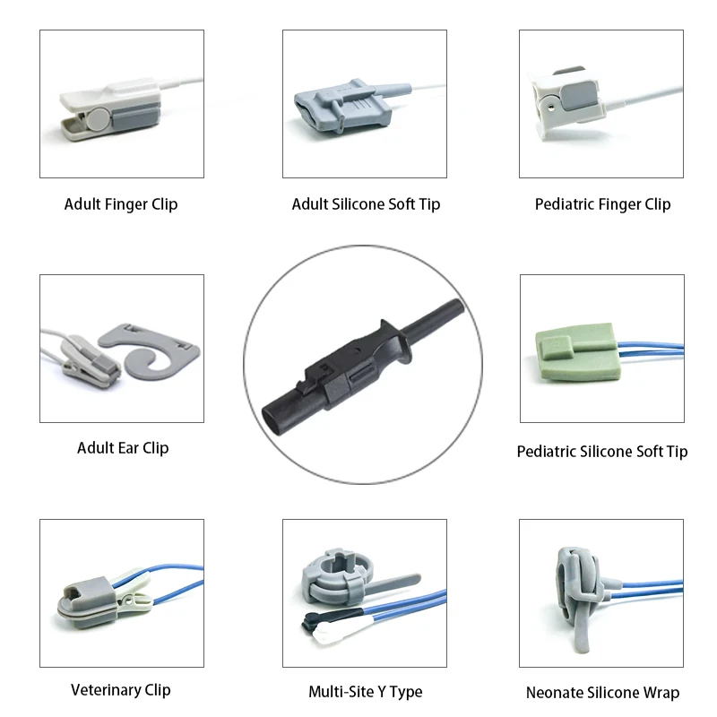 SpO2 Sensor 7 Pin for Simed Baxter K0161 Series 3.2M with 7 pin male connector manufactured by Trumor Ltd