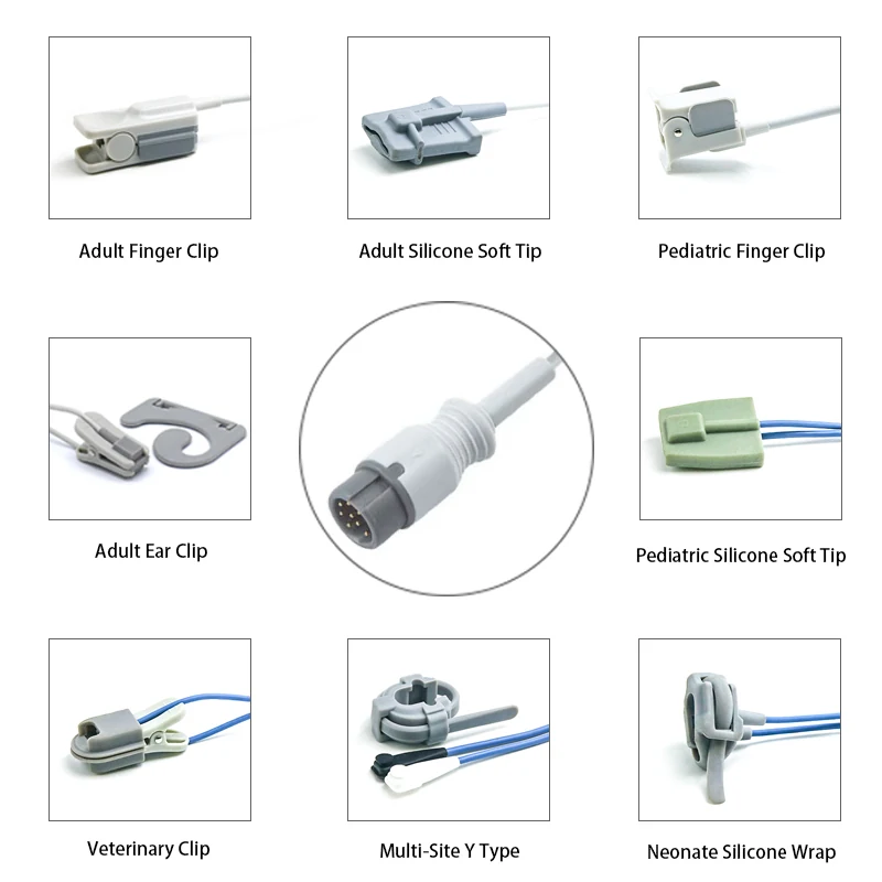 SpO2 Sensor 8 Pin for Mindray K0250 Series 3.2M with 8 pin male connector manufactured by Trumor Ltd