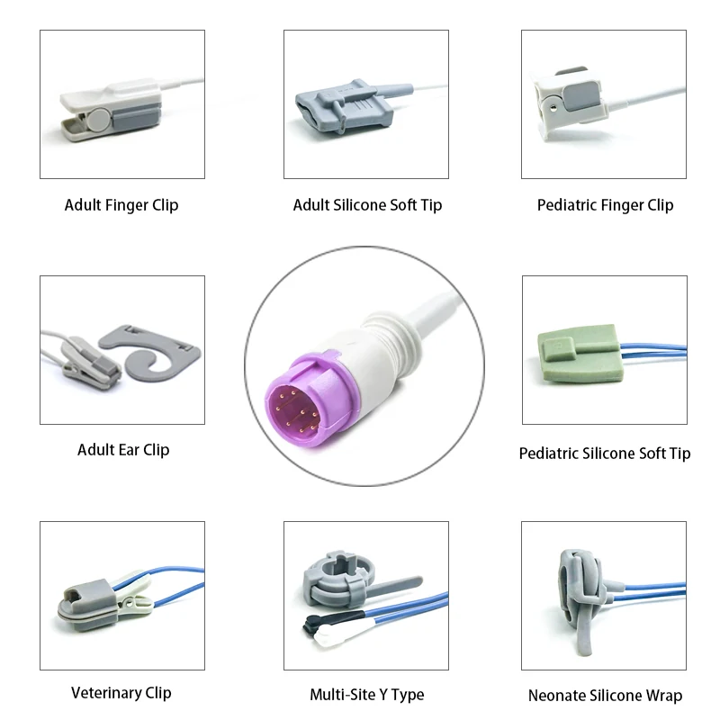 SpO2 Sensor 8 Pin for Mindray K1250 Series 3.2M with 8 pin male connector manufactured by Trumor Ltd