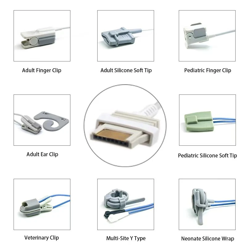 SpO2 Sensor 8 Pin for Ninon K0148 Series 3.2M with 8 pin male connector manufactured by Trumor Ltd