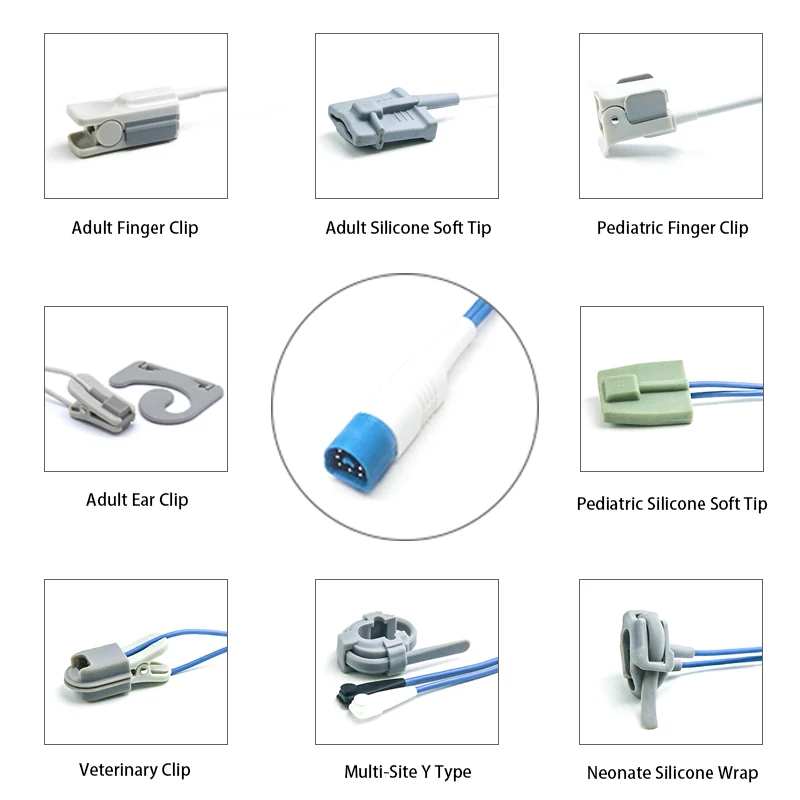 SpO2 Sensor 8 Pin for Philips K2155 Series 3.2M with 8 pin male connector manufactured by Trumor Ltd
