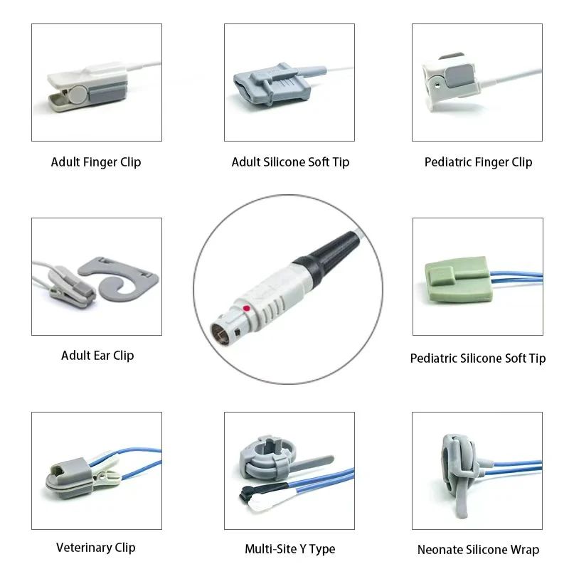 SpO2 Sensor 8 Pin for Siemens Draeger K0160 Series 3.2M with 8 pin male connector manufactured by Trumor Ltd