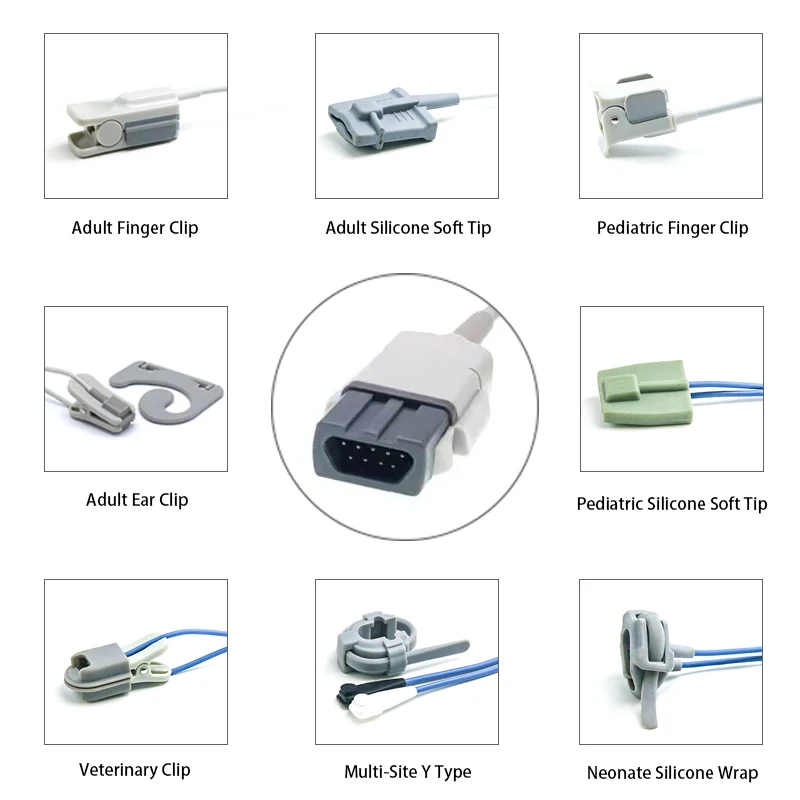 SpO2 Sensor 9 Pin for Datex Ohmeda K0117 Series 3.2M with 9 pin male connector manufactured by Trumor Ltd