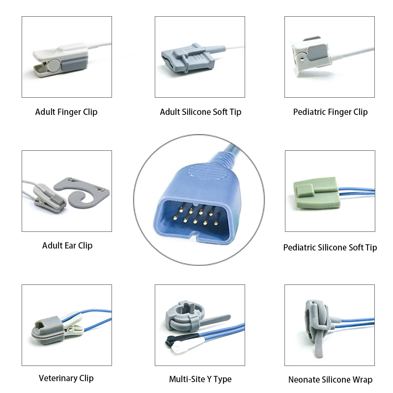 SpO2 Sensor 9 Pin for Nihon Kohden K1173 Series 0.9M with 9 pin male connector manufactured by Trumor Ltd