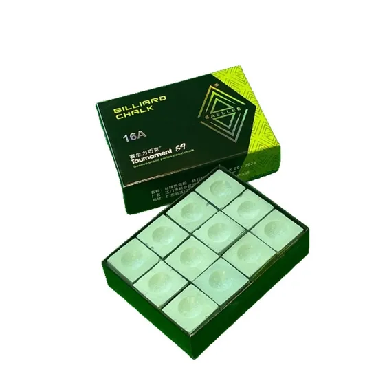Billiard Cue Chalk Powder Model 8A Green Oily&Dry Pool Hall Snooker Neutral Tip Boxed 12 pieces per box