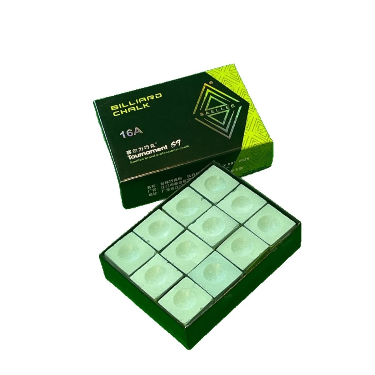 Billiard Cue Chalk Powder Model 8A Green Oily&Dry Pool Hall Snooker Neutral Tip Boxed 12 pieces per box