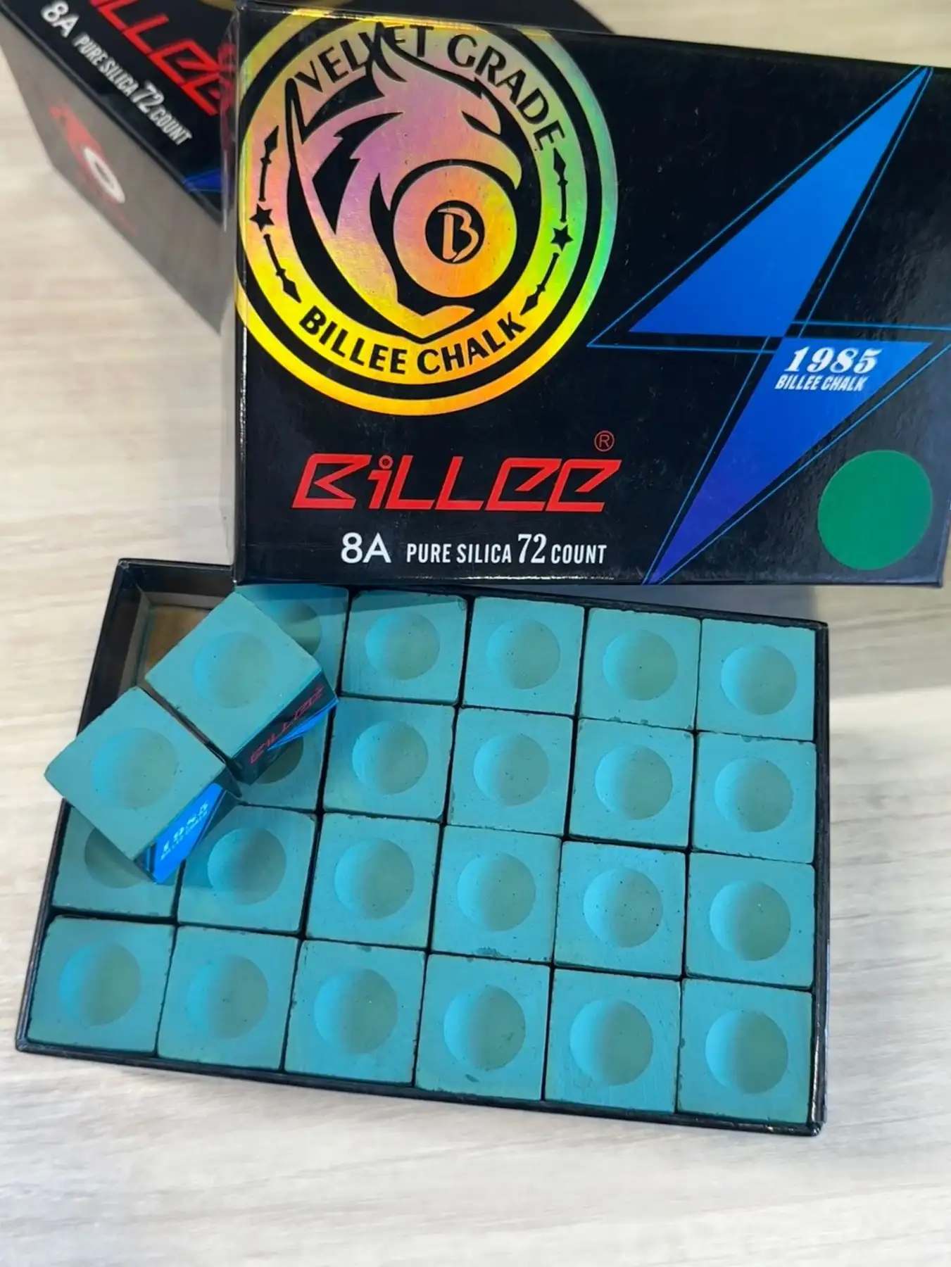 Factory Direct Bili 8A Pool Cue Chalk 72PCS Pack – 3 Colors Available Professional Billiard Chalk for Pool Hal, photograph 2