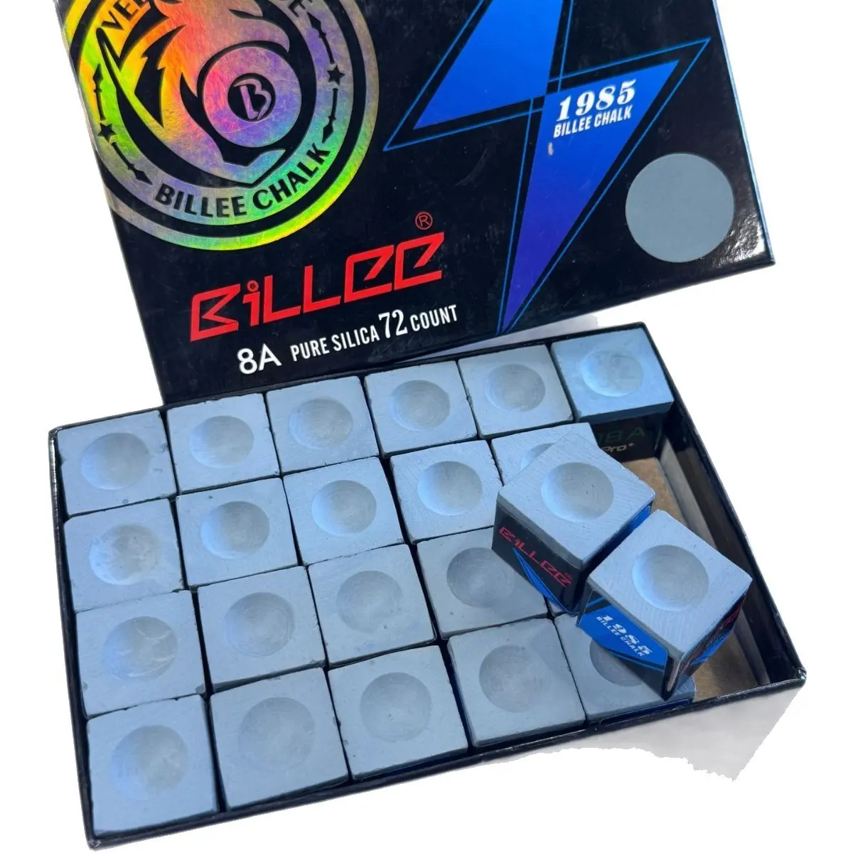 Factory Direct Bili 8A Pool Cue Chalk 72PCS Pack – 3 Colors Available Professional Billiard Chalk for Pool Hal