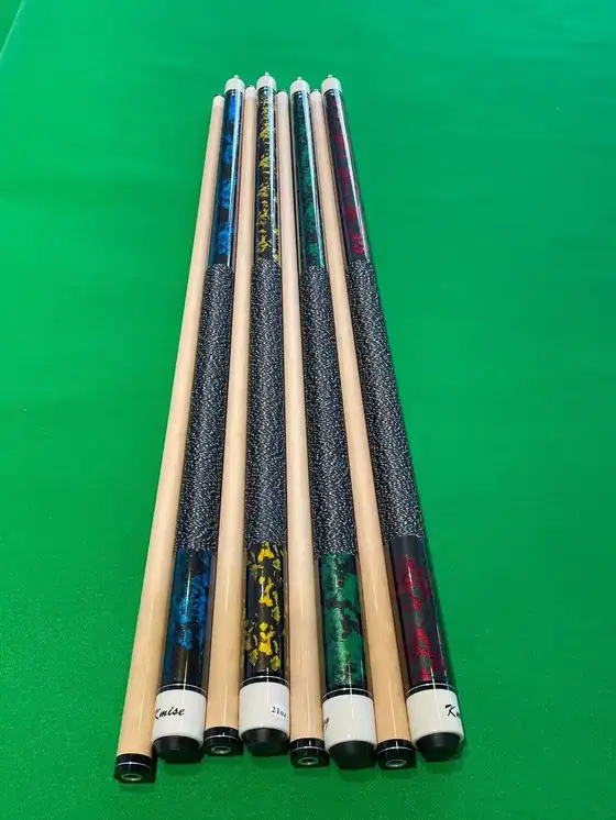 Factory direct sale large-tip cue, Chinese-style billiard cue, American-style colored wrapped cue, dark patter
