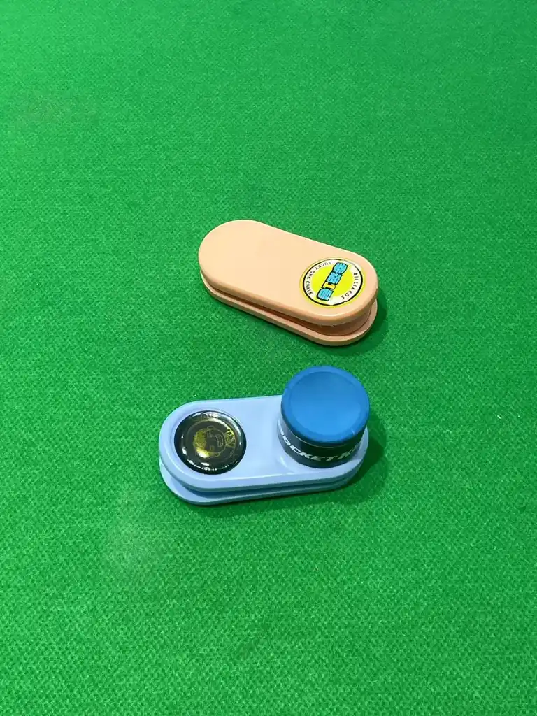 High Quality Blue Pink Plastic Taom Billiard Chalk Holder with Square and Round Clips, photograph 3