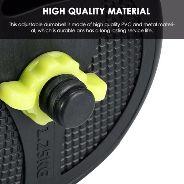 Side view of the dumbbell set showing the curved handlebar and weight pad arrangement