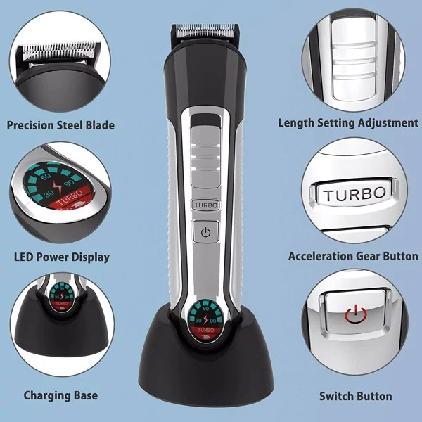 Side view of the clipper showing the turbo button and handle grip