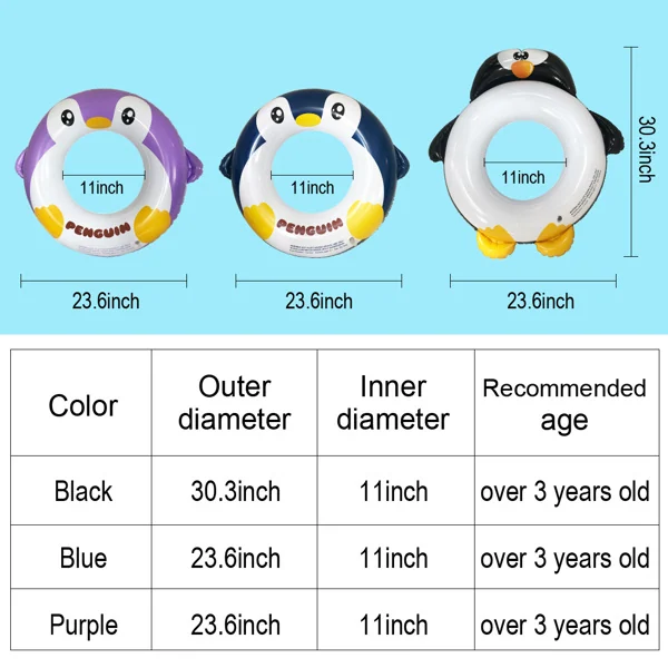 Packaged set of three penguin floats in a retail box with clear window