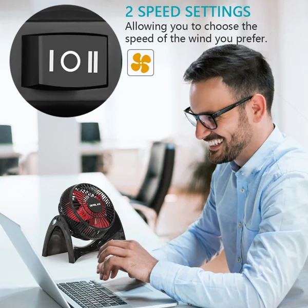 Fan next to a USB port on a portable charger, showing compatibility