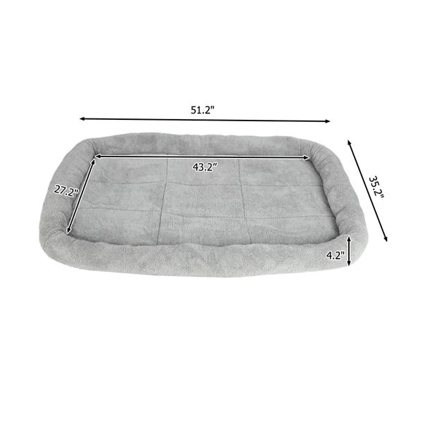Mat laid flat on a white surface with dimensions labeled for reference