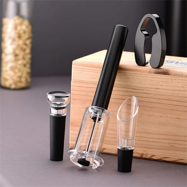 Vacuum wine stopper sealed on top of an opened wine bottle