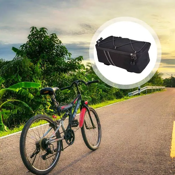 Side view of the pannier bag showing the raintight over layer and waterproof fabric
