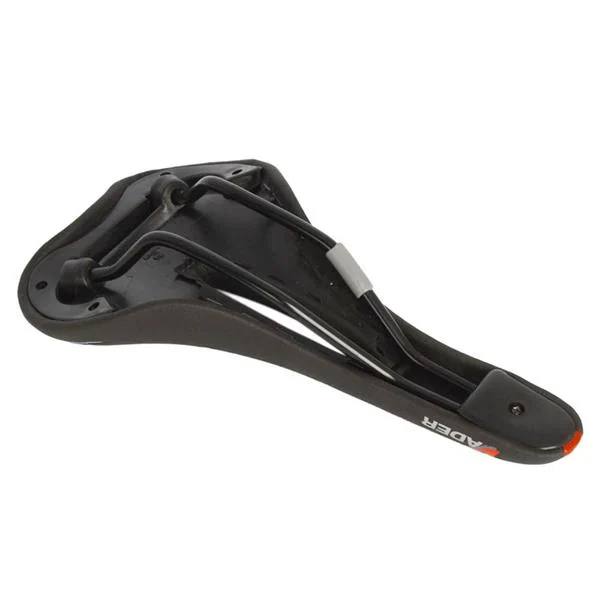 Saddle installed on a mountain bike frame with the rider seated