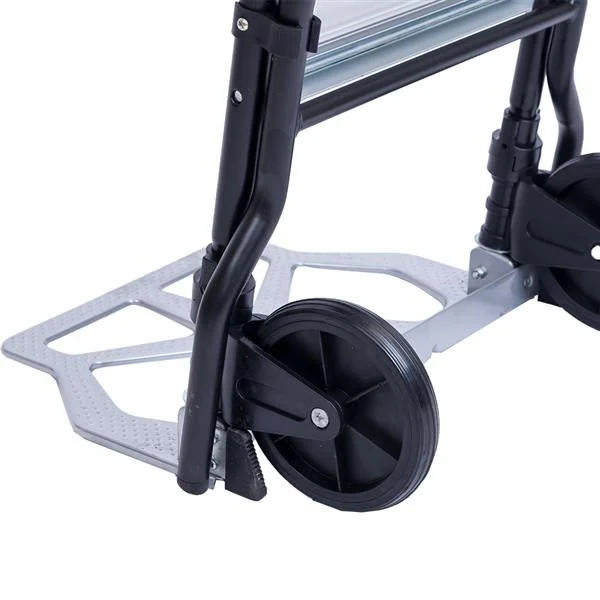 Top-down view of the folded ladder showing compact dimensions