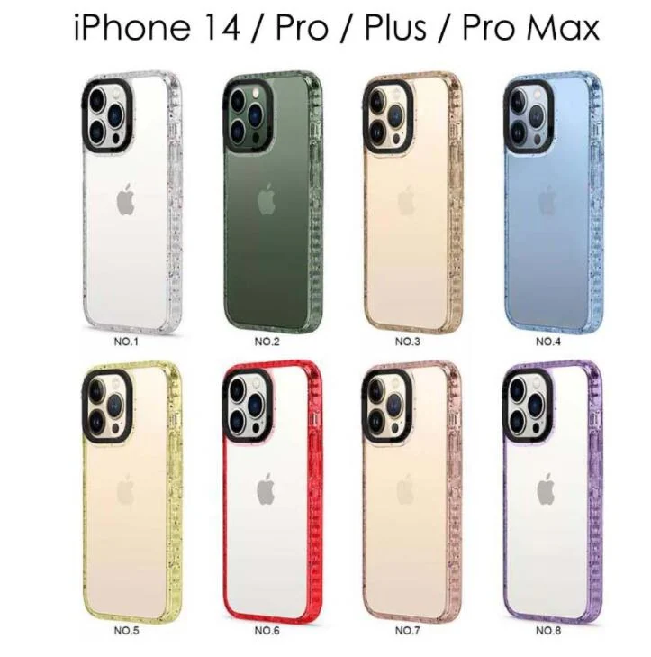 Phone case next to an iPhone 14 on a desk, showing real-world size and use