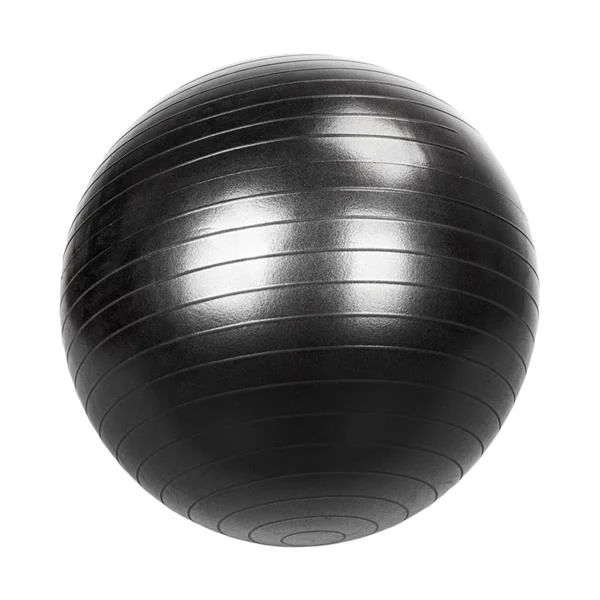 Side view of the 55cm diameter yoga ball showing its thickness