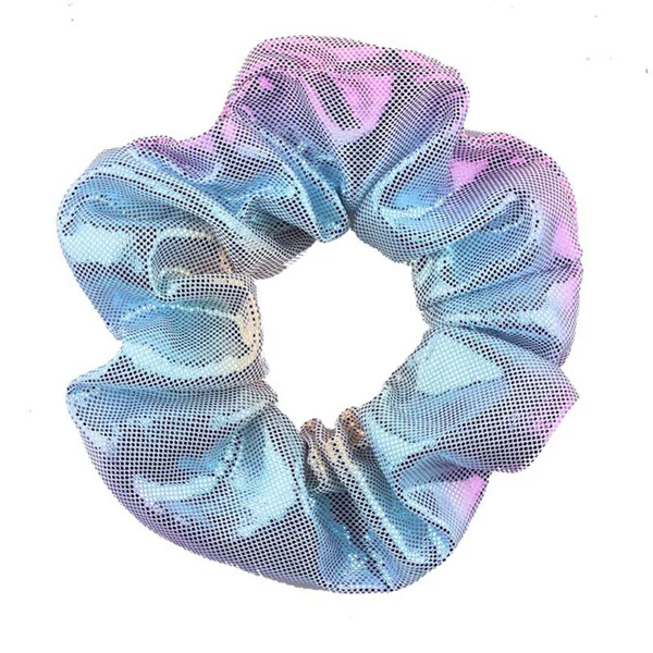 Packaged scrunchies in a retail box with branding