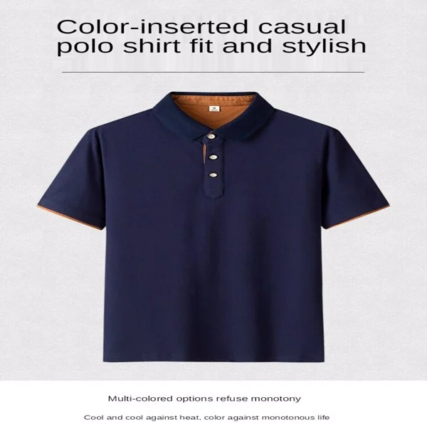 Polo shirt laid flat on a table with a ruler for scale and fabric texture reference