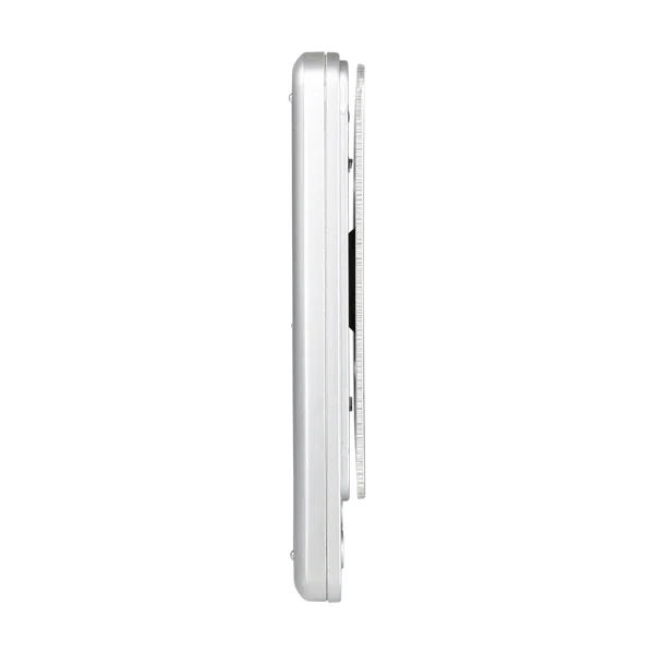 Side view of the scale showing its slim profile and smooth platform