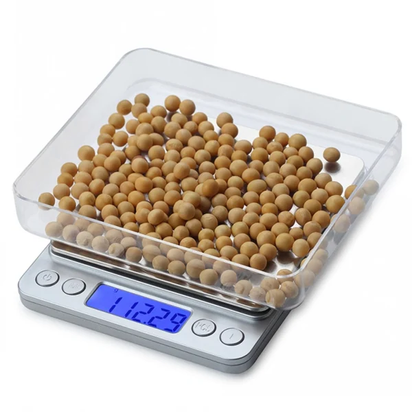 Retail box and scale shown together for packaging reference