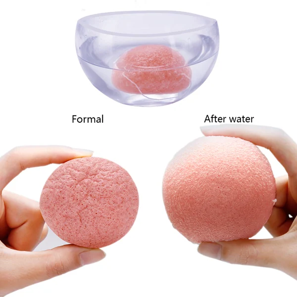 Retail packaging of konjac sponges with clear instructions and logo
