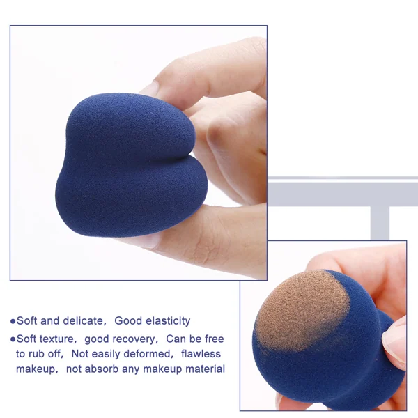 Hand holding a sponge and applying it to the face in a natural setting