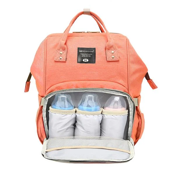 Front view of the bag with all pockets open and internal mesh divider visible