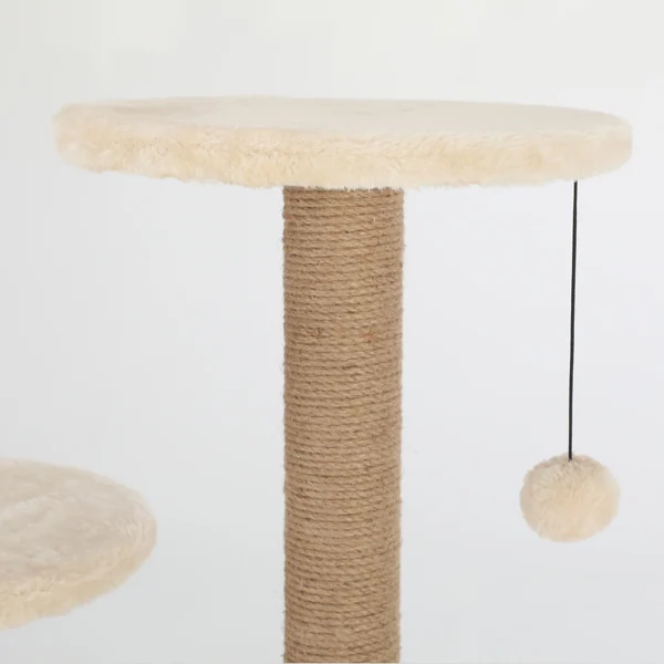 Side view of the multi-level cat tree showing platform layers and structure