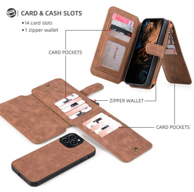 Side view of the slim phone case with the wallet attached, highlighting the compact profile
