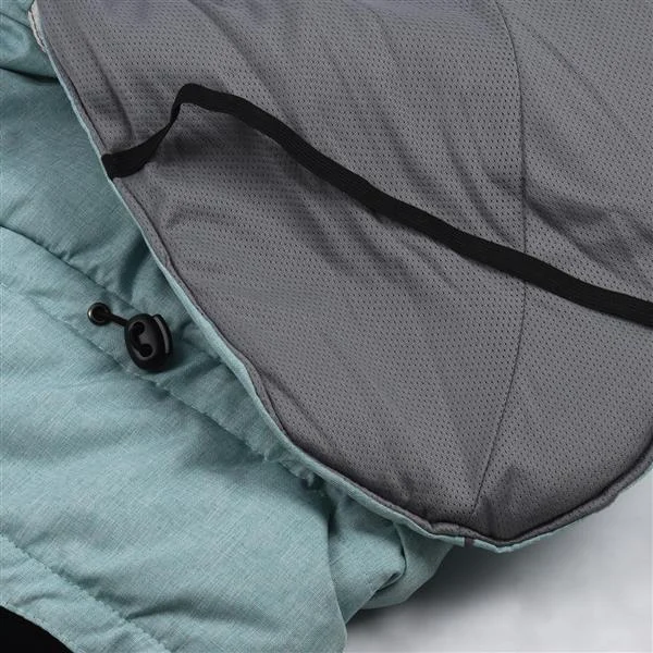 Side view of the jacket showing the water-repellent fabric and reflective trim